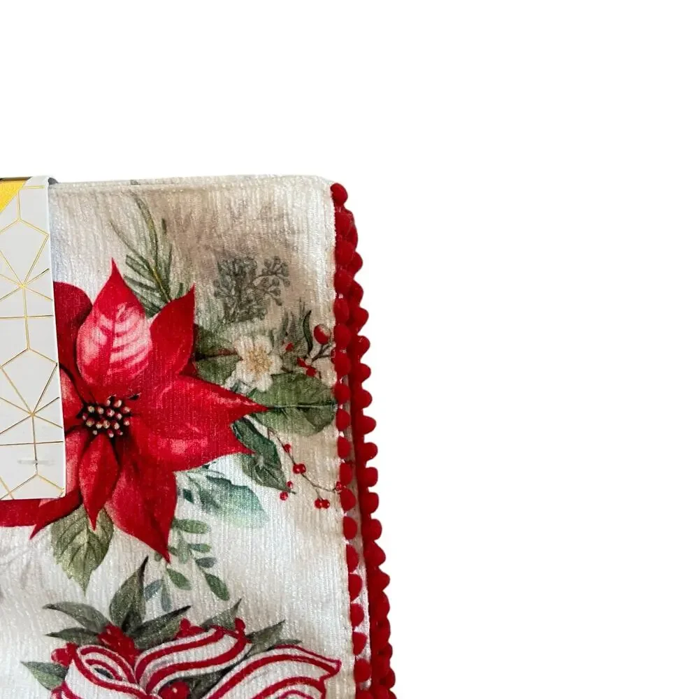 Max Studio Christmas Poinsettia & Bows Placemats 13x19 Set of 4 Holiday Red NEW